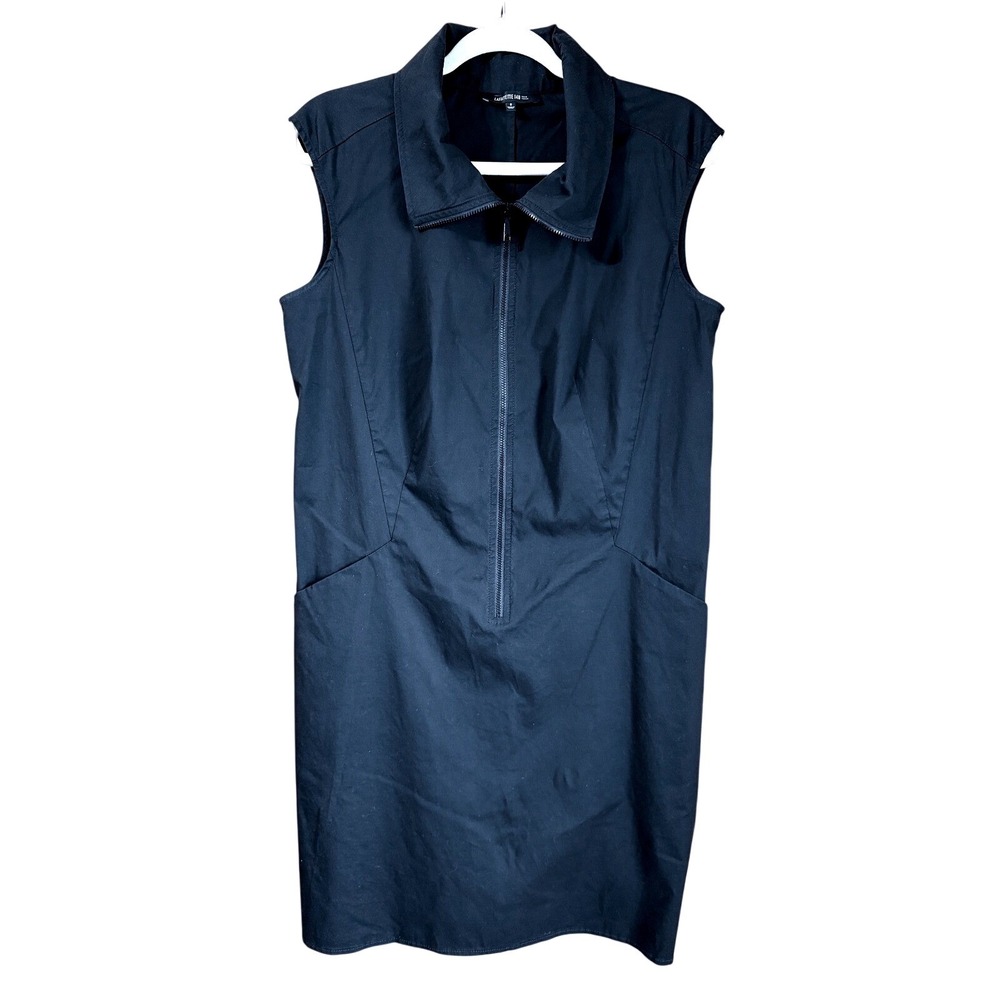 Lafayette 148 NY Black Cotton Zip Sheath Dress NWOT Size‎ 8 Sleeveless Mini